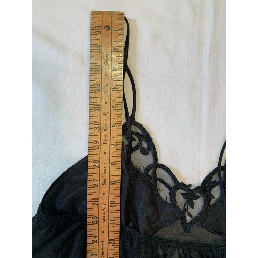 VTG Y2K Cinema Etoile Black Sheer Babydoll Chemise Negligee Medium Sexy Romantic - Picture 10 of 15